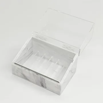 Dust-Proof False Eyelash Tape Cutter Acrylic Multi-Grids Tapes Storage Box False Eyelash Tape Dispenser Acrylic Clamshell Tapes Storage Box-Holding Up to 6 Rolls (White)