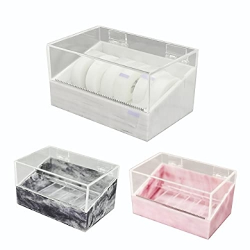 Dust-Proof False Eyelash Tape Cutter Acrylic Multi-Grids Tapes Storage Box False Eyelash Tape Dispenser Acrylic Clamshell Tapes Storage Box-Holding Up to 6 Rolls (White)