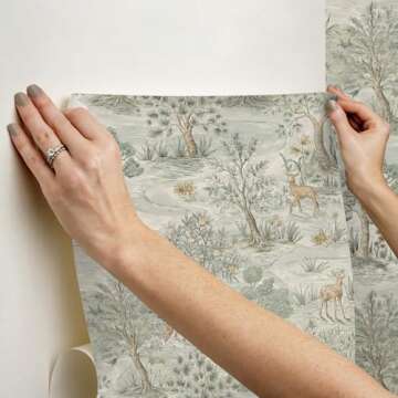 Charming NuWallpaper Chris Loves Julia Bramble Wintergreen Design