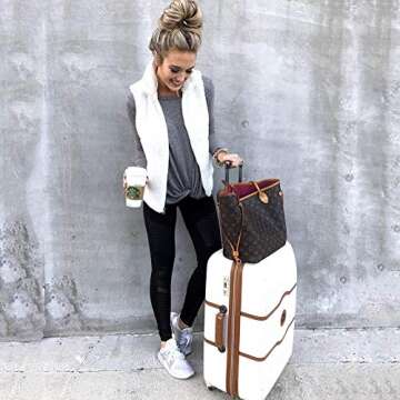 PRETTYGARDEN Women's Soft Sherpa Fleece Vest Zip up Lined Stand Collar Lightweight Warm Waistcoat with Pockets (White, Medium)