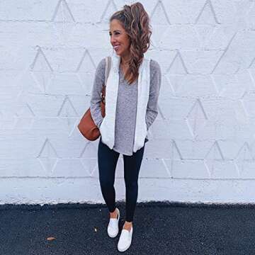 PRETTYGARDEN Women's Soft Sherpa Fleece Vest Zip up Lined Stand Collar Lightweight Warm Waistcoat with Pockets (White, Medium)