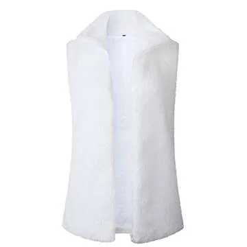 PRETTYGARDEN Women's Soft Sherpa Fleece Vest Zip up Lined Stand Collar Lightweight Warm Waistcoat with Pockets (White, Medium)