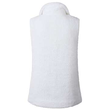 PRETTYGARDEN Women's Soft Sherpa Fleece Vest Zip up Lined Stand Collar Lightweight Warm Waistcoat with Pockets (White, Medium)