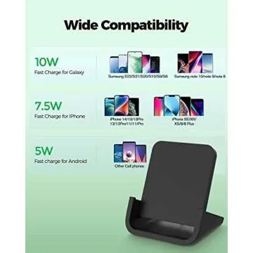 Wireless Charger YUWISS Wireless Charging Stand Cordless Charger 10/7.5/5W Compatible with iPhone 14 13 12/12 /11Pro Max/XR/XS Max/XS/X/8/8Plus Galaxy S22/S21/S9/S9+/S8/S8+ Note