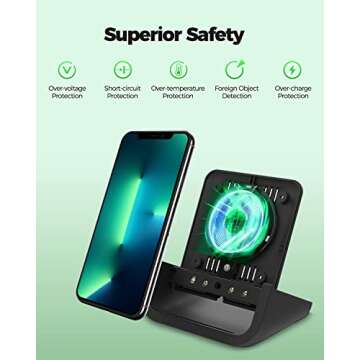 Wireless Charger YUWISS Wireless Charging Stand Cordless Charger 10/7.5/5W Compatible with iPhone 14 13 12/12 /11Pro Max/XR/XS Max/XS/X/8/8Plus Galaxy S22/S21/S9/S9+/S8/S8+ Note