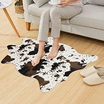 Faux Cowhide Area Rug - IMQOQ Cow Print 3.6x2.5FT