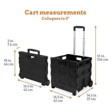 Inspired Living Collapsible Ultra-Slim Pack-N-Roll, 2 Wheel Utility Cart , With Telescopic Handle - ...