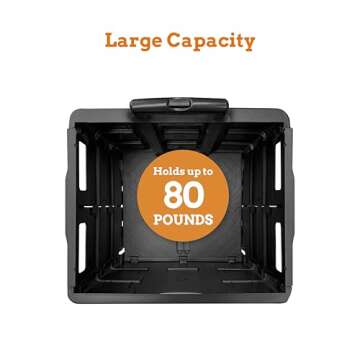 Inspired Living Collapsible Ultra-Slim Pack-N-Roll, 2 Wheel Utility Cart , With Telescopic Handle - Super Strong up to 80 Lbs Load Capacity, Black