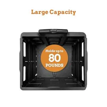 Inspired Living Collapsible Ultra-Slim Pack-N-Roll, 2 Wheel Utility Cart , With Telescopic Handle - Super Strong up to 80 Lbs Load Capacity, Black