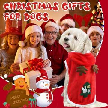 Dog Christmas Outfit, Dog Christmas Hoodie Vest Dog Santa Costume with Elk Antlers Christmas Clothes for Small Medium Dogs Cats Pets (Large)