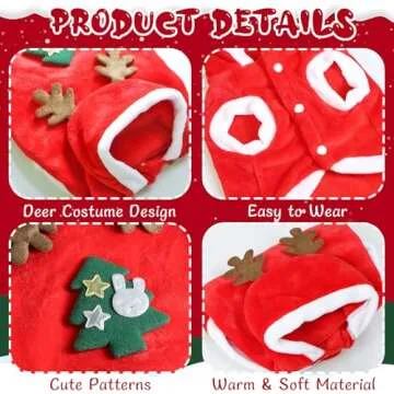 Dog Christmas Outfit, Dog Christmas Hoodie Vest Dog Santa Costume with Elk Antlers Christmas Clothes for Small Medium Dogs Cats Pets (Large)
