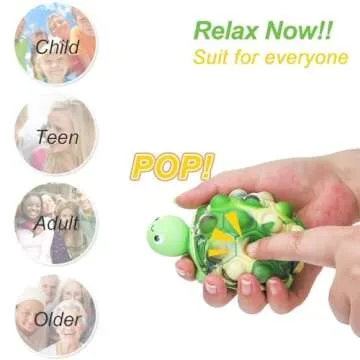 Anboor Pop Fidget Toys, 3D Silicone Turtle Push Bubbles Sensory Toy Pop Stress Ball Anxiety Stress Reliever Toy for Autism Early Education Present (2 Pack)