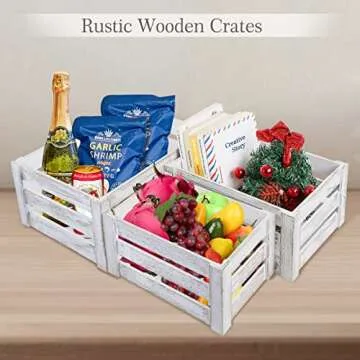 Besmall Set of 3 Nesting Wooden Crates, Decorative Vintage Wooden Storage Crates, Wood Boxes Rustic Farmhouse Style for Storage and Display – Decorative Wooden Crates for Home (White)