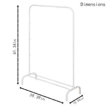 SUOERNUO Garment Rack for Hanging Clothes Rack Heavy Duty Portable with Bottom Metal Shelf Drying Coats Shirt,Black (White)