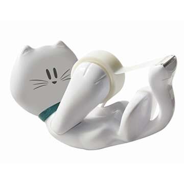 Scotch Brand Scotch Kitty Dispenser with Scotch Magic Tape , 3/4 x 350 Inches, 1 Roll, 1 Dispenser (C39-KITTY-W)), White
