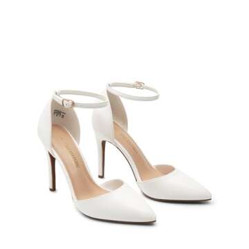 DREAM PAIRS Women's Oppointed-Lacey White Pu Fashion Dress High Heel Pointed Toe Wedding Pumps Shoes Size 9 M US