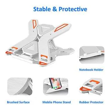 Viwind Adjustable Laptop Stand for Desk with Phone Stand and Heat-Vent,Portable Computer Riser,Ergon...