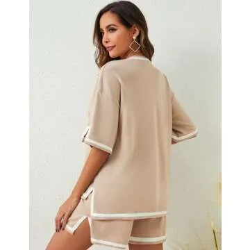 Bloggerlove Women Knit Sweater Short Sets - Stylish and Comfy