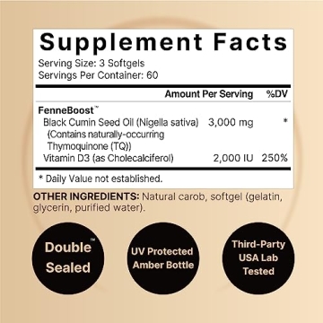 NatureBell Black Seed Oil 3000mg with Vitamin D3 Softgels
