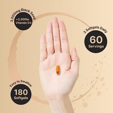 NatureBell Black Seed Oil 3000mg with Vitamin D3 Softgels