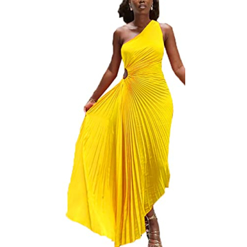 Stylish Ecirod Women's Summer Maxi Dress One Shoulder Bohemian Charm