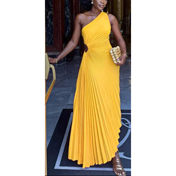 Ecirod Women's Summer Maxi Dress Stylish One Shoulder Boho