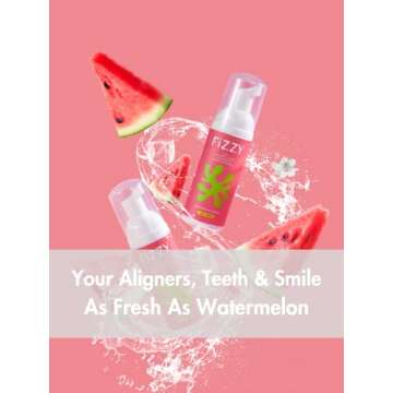 Fizzy 3-in-1 Foam Cleaner for Aligner, Retainer, Denture, Night Guard, MouthGuard, Invisalign | Free of Alcohol, SLS, Fluoride | Xylitol Mouthwash & Foam Toothpaste| Travel-Size Watermelon Jasmine