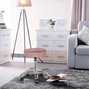 Stylish Dusty Pink Vanity Stool with Adjustable Height
