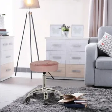 Stylish Dusty Pink Vanity Stool with Adjustable Height