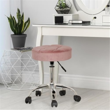 Stylish Dusty Pink Vanity Stool with Adjustable Height