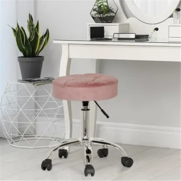 Stylish Dusty Pink Vanity Stool with Adjustable Height
