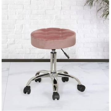 Stylish Dusty Pink Vanity Stool with Adjustable Height