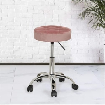 Stylish Dusty Pink Vanity Stool with Adjustable Height