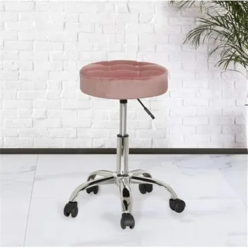 Stylish Dusty Pink Vanity Stool with Adjustable Height