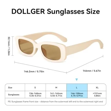 Dollger Beige Rectangle Sunglasses For Women Men Trendy Rectangular Shade sunglasses Beige
