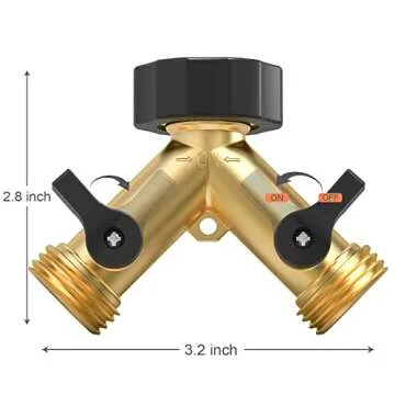 Twinkle Star Garden Hose Splitter 2 Way Heavy Duty Y Connector - Brass Hose Bib Splitter with Extra ...