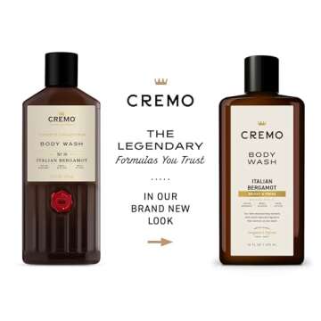 Cremo Body Wash Men, Notes of Italian Bergamot, Neroli Blossom, and Fresh Vetiver, Rich-Lathering Italian Bergamot, 16 Fl Oz