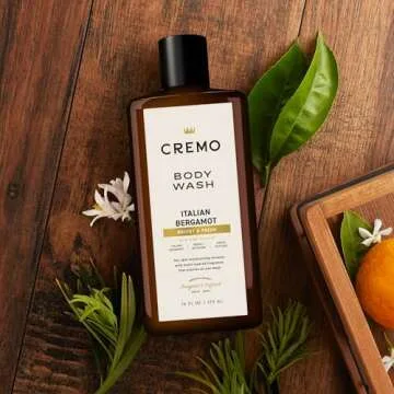 Cremo Body Wash Men, Notes of Italian Bergamot, Neroli Blossom, and Fresh Vetiver, Rich-Lathering Italian Bergamot, 16 Fl Oz