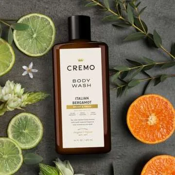 Cremo Body Wash Men, Notes of Italian Bergamot, Neroli Blossom, and Fresh Vetiver, Rich-Lathering Italian Bergamot, 16 Fl Oz