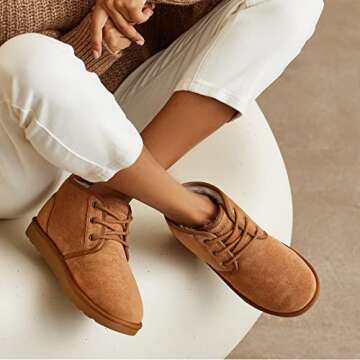 Weestep Women's Classic Fur Lined Lace Up Casual Winter Boots