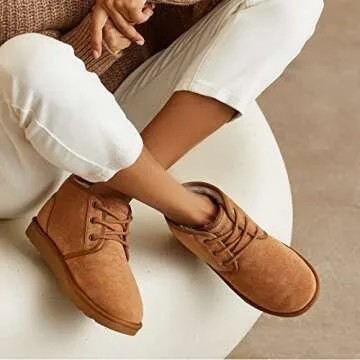 Weestep Women's Classic Fur Lined Lace Up Casual Winter Boots