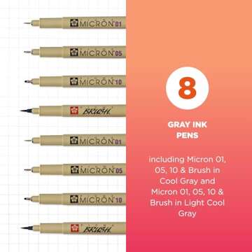 SAKURA Pigma Micron Fineliner Pens - Archival Gray Ink Pens - Pens for Writing, Drawing, or Journali...