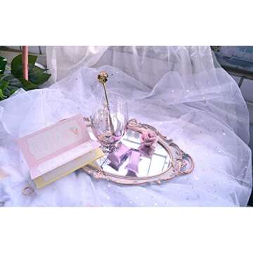 PortPlugs Mirrored Tray,Decorative Mirror for Perfume Organizer Jewelry Dresser Organizer Tray and Display,Vanity Tray,Serving Tray,9.8 inch x 14 inch (Golden Gray)