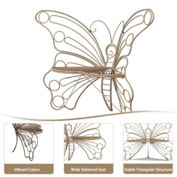 DIBRATY Sturdy Butterfly Garden Bench for Outdoor Spaces