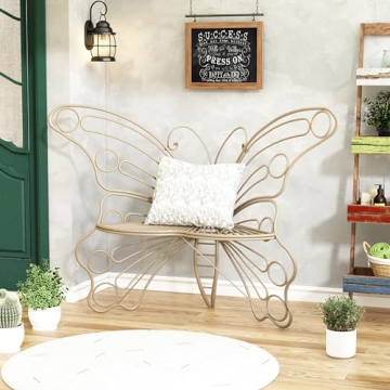 DIBRATY Sturdy Butterfly Garden Bench for Outdoor Spaces