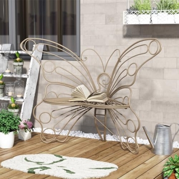 DIBRATY Sturdy Butterfly Garden Bench for Outdoor Spaces