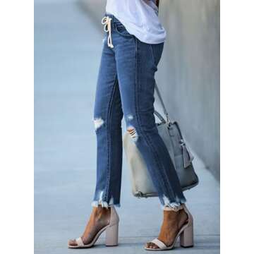 Stylish Sidefeel Women's Distressed Denim Joggers