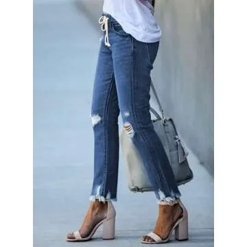 Stylish Sidefeel Women's Distressed Denim Joggers