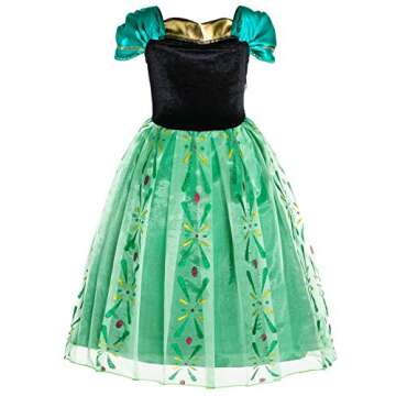 Party Chili Princess Costumes Birthday Party Fancy Dress Up for Little Girls with Wig,Crown,Mace,Gloves 9-10 Years (150)