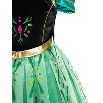 Party Chili Princess Costumes Birthday Party Fancy Dress Up for Little Girls with Wig,Crown,Mace,Gloves 9-10 Years (150)